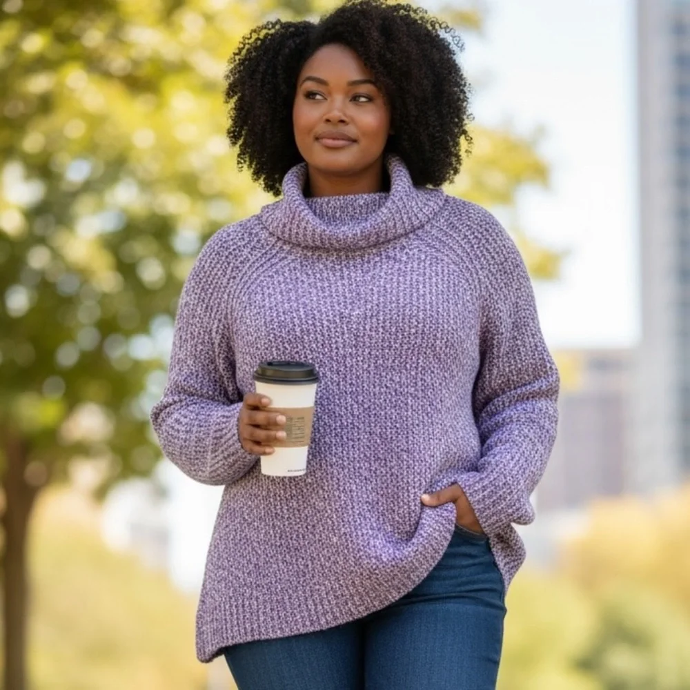 JohnPaulRichard Lavender Cowl Neck Sweater - Picture 1 of 5